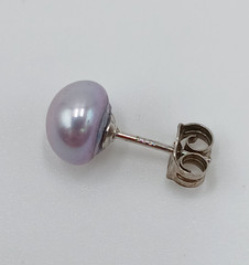 VTG 925 Lavender 6mm Pearl Stud Earrings Sterling Silver Round Cultured Estate