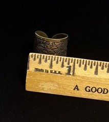 Vintage Wide Band Brass Tone Boho Style Geometric Pattern Adjustable