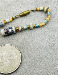 Vintage Porcelain Floral Bead Necklace Mixed Stone Beads Blue White Boho