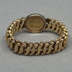 Carmen Gold Filled Sweetheart Bracelet Pink Rhinestones Retro DFB Co USA