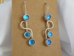Artisan Sterling Silver 925 Blue Mirano Glass Dangle Earrings