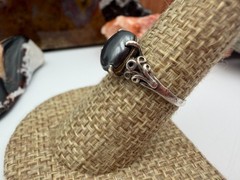 Vintage Sterling Silver Hematite Stone Stamped 935 Made in UK Ring Size 7