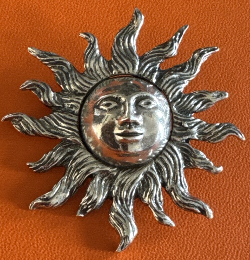 Vintage Sterling Silver Sun Burst Brooch