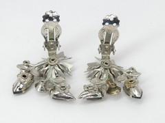 Vintage Beau Jewels Silver Tone Smoky & Clear Rhinestone Clip-On Earrings