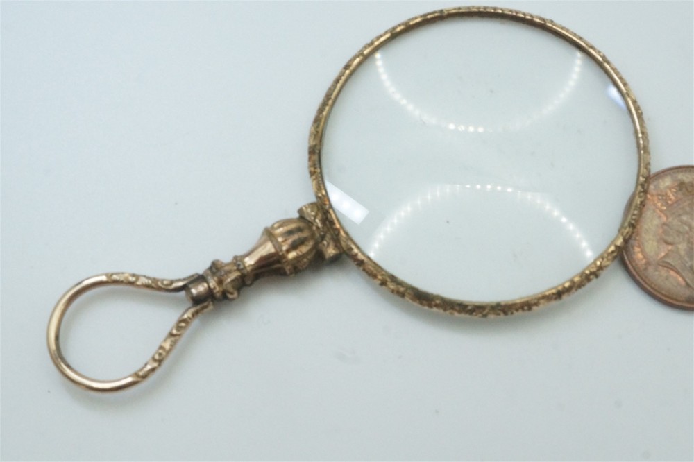ANTIQUE ENGLISH GOLD CASED QUIZZING GLASS / QUIZZER c1840