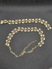 Vintage AB Choker & Bracelet Set Bracelet Missing One Stone Gold Tone