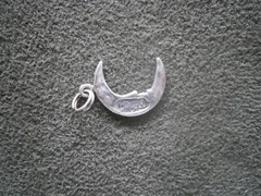 Jezlaine Crescent Moon Vintage Sterling Silver Crystal Bracelet Charm Pendant