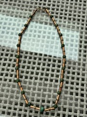Vintage 1950s-1960s MCM Modernist Malacite And Copper And Brass Accent Choker