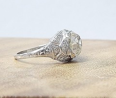 Platinum Vintage Filigree Engagement Ring 2.78ct. Natural Old Mine Diamond GIA