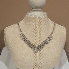 Vintage Lind Rhinestone Bib Necklace Silver Plated Bridal jewelry Glam Jewelry