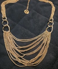 Vintage Crown Trifari Multi Strand And Hoop Necklace Gold Tone Summer Beach Wear