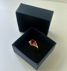 Vintage Red Cubic Zirconia Ring Gold Plated Womens Size 10