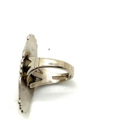 Antique Signed Sterling Silver Oval Solid Blank Signet Dome Ring 5 1/2