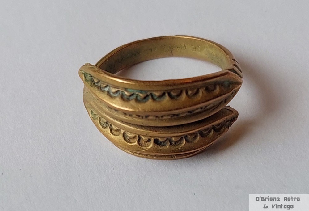 Vintage bronze ring – signed S.E – Norway – modernist organic design 1960s–1980s