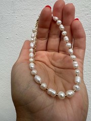 9” Freshwater White Pearl Anklet with Charm Dainty Foot Jewelry, Summer Gift