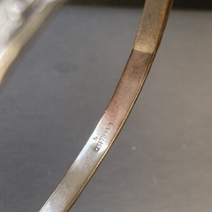Vintage Sterling Silver Leaf Scroll Repousse Skinny Bangle Bracelet Size M-L