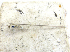 Vintage / Antique 14K White Gold , Sapphire & Diamond Stick Pin J Estate Find !