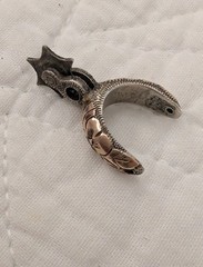 Vintage Mexican Sterling Silver 18k Gold Cowboy Spur Charm Pendant Moving Rowel
