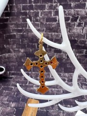 Antique Bohemian silver 900 Natural Rose faceted garnet cross Victorian style