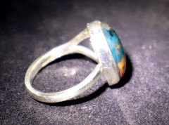 Excellent Natural Translucent Sky Blue Amber .925 Sterling Silver Ring #6