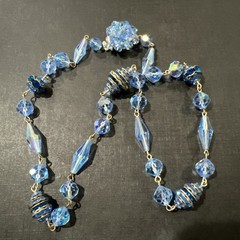 Vintage Necklace 21 In Blue Glass Beads
