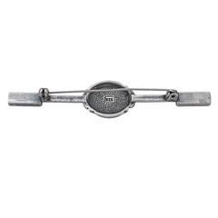 Vintage Sterling Silver 925 Onyx Cubic Zirconia Bar Brooch