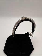 Bali Sterling Silver Peridot Bracelet 7” Handcrafted Balinese Scrollwork Artisan