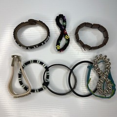 Lot Black Kenya Glass Beaded Leather Boho Hippie Wood Retro Bracelets