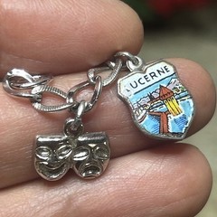57. Vintage Silver 950 925 800 Mix 13 Dangle Charm Bracelet 7″, 22.8g