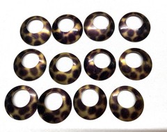 46x Vtg. Metal Charm – Round Hoop charm shape- Brown Spotted animal print