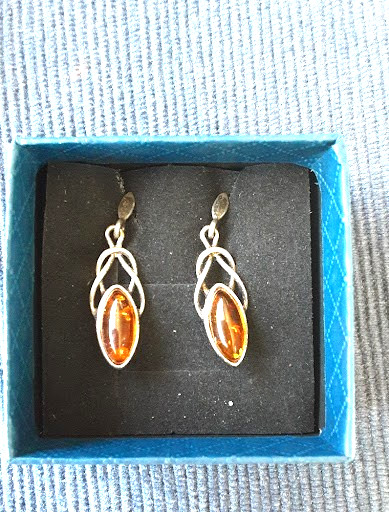 Vintage Sterling Silver and Baltic Amber Dangle/Drop Earrings 2.46g