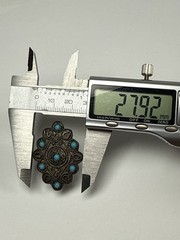 Sterling Silver Turquoise Filigree Brooch Israel 935