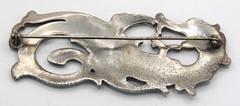 Vintage 3″ Silver Plate Pisces Fish Zodiac Sign Brooch Pin