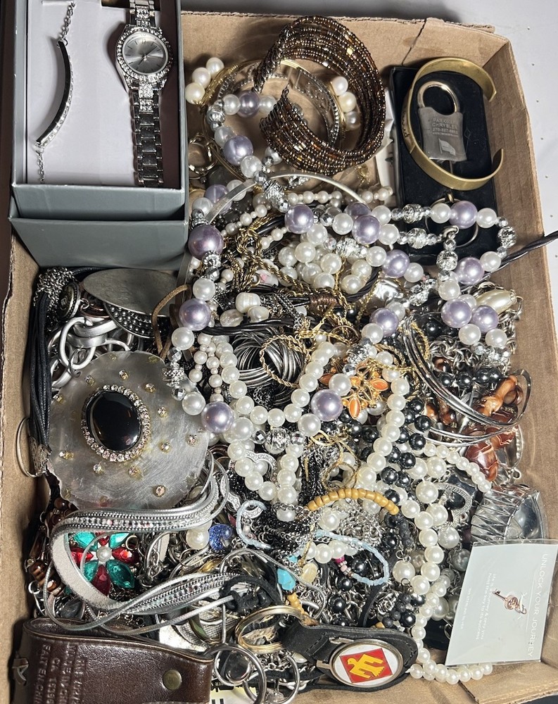 4LB+ Vintage Jewelry Lot Signed 925 Sterling Pearls Watches Necklaces Tags