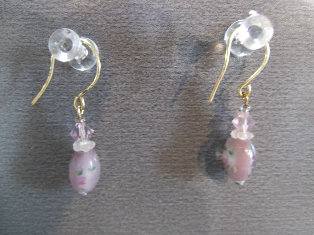 1 Pair Unique .75″in Glass Light Purple Mini Jelly Bean Shape Dangle