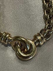 VTG Heavy Yellow Gold Plated Mogul Chain Necklace Unique Slide Grove Closure 16”