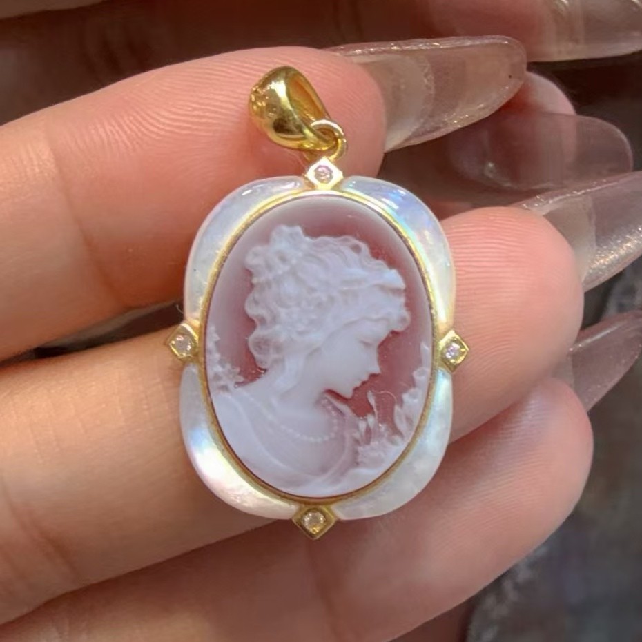 925 sterling silver red Agate Cameo vintage jewelry Pendant estate jewelry