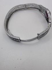 Antique Art Deco Rhodium Plated Filigree Bracelet JHP John Peckman Purple Stone