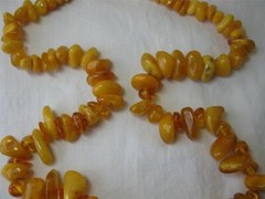 Antique Butterscotch Egg Yolk Amber Big Beads Necklace 74 Grams