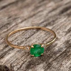 Vintage Round Cut Lab Created Emerald Engagement Wedding Ring Yellow Gold Plated