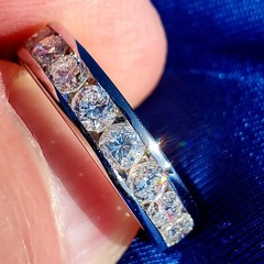 EARTH MINED REAL Diamond Wedding Band SOLID PLATINUM Anniversary Ring Size 5.25