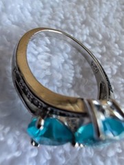 BLUE HEART STONES DIAMOND ACCENT 925 STAMPED PLATED ring size 8