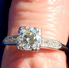 Original EARTH MINED DIAMOND Deco Engagement RING Vintage PLATINUM Solitaire 1 C