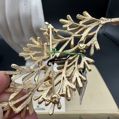 NWT VTG 1950s-1960s CROWN TRIFARI Gold-tone Branch Brooch Earrings Set Jewelry