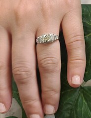 Vintage 18k White Gold Engagement Ring 1.03ct. Natural Old Euro Cut Diamond