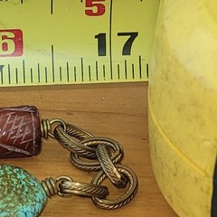 Vintage Artisan Jade Turquoise Carnelian Rutilated Quartz Necklace 14K GF