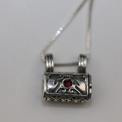Handbag Locket Amethyst Gemstone Pendant Necklace Sterling Silver