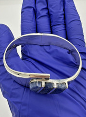 Mexico Sterling Silver 925 Soladite Stone Bracelet Bangle Sz 63mm X 45mm