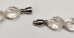 Vtg Graduated Glass Swirl Beads Rhinestone Spacers Silvertone Art Deco Beauty