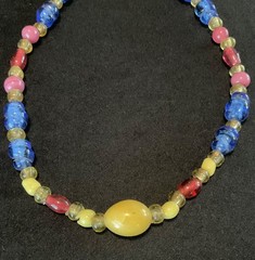 Antique Peking Glass Necklace Strand (95) Beads Various Colors, Shapes , Sizes